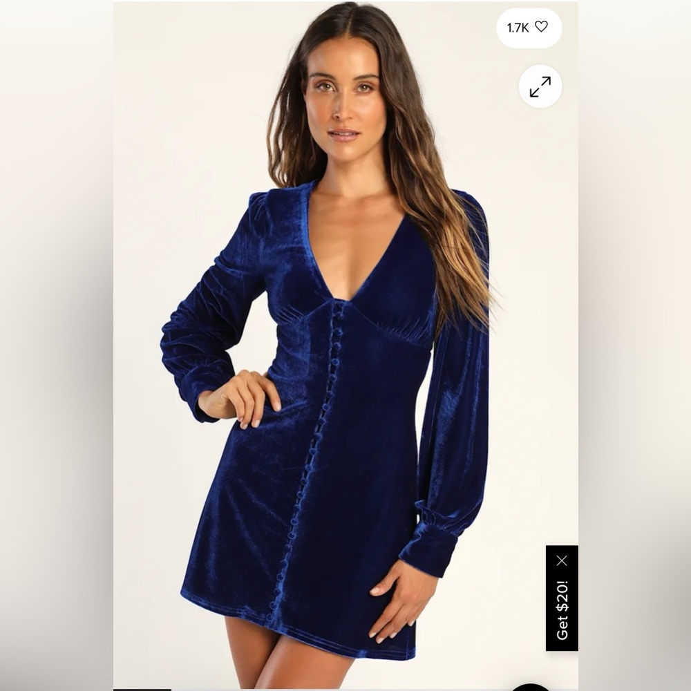 Elegant Blue Velvet Dress